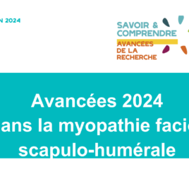 Avancées 2024 dans la myopathie facio-scapulo-humérale (FSHD). Page de couverture du document "savoir et comprendre" de l'AFM-Téléthon